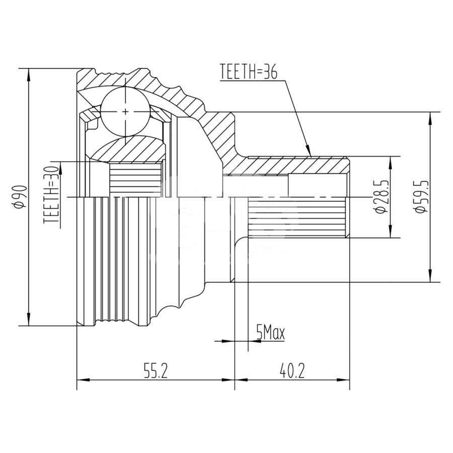 ШРУС наружный KRAUF CVJ1006HR (CVJ1006HR)