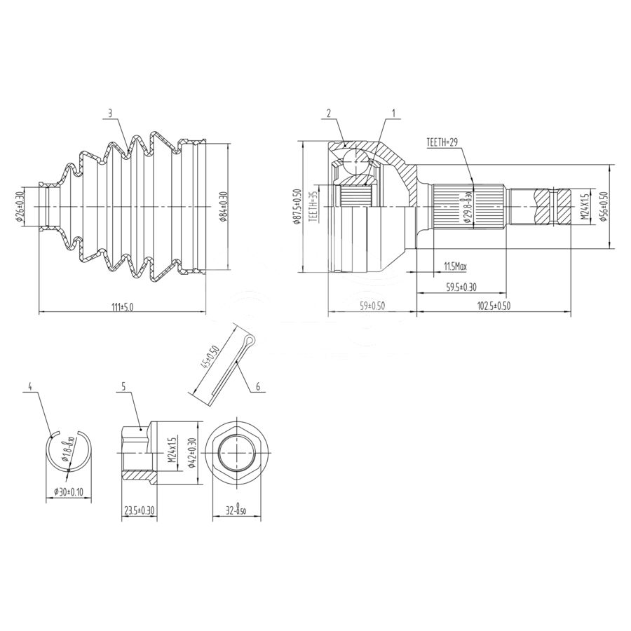 ШРУС наружный KRAUF CVJ1075HR (CVJ1075HR)